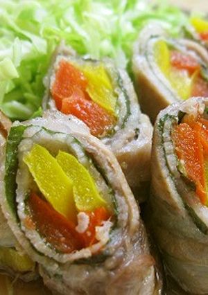 ポン酢で(´∀｀*)パプリカの豚しそ巻き-レシピのメイン写真