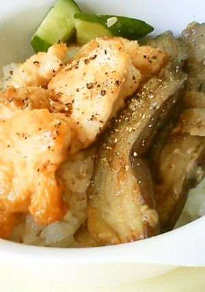簡単！バター風味の茄子と鶏肉の照り焼き-レシピのメイン写真