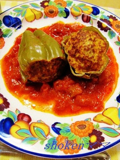丸ごとピーマンの肉詰めトマトソース煮込み-レシピのメイン写真