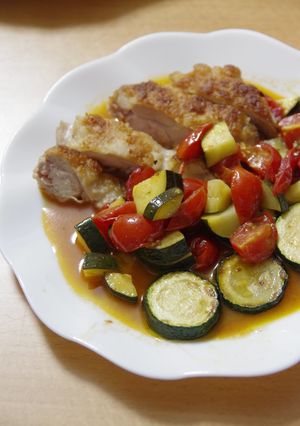 カリカリ鶏の簡単夏野菜ソース-レシピのメイン写真
