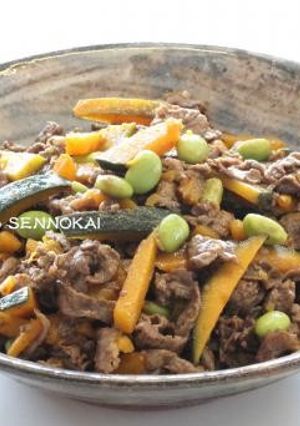 激ウマ！かぼちゃと牛肉のバルサミコ酢炒め-レシピのメイン写真