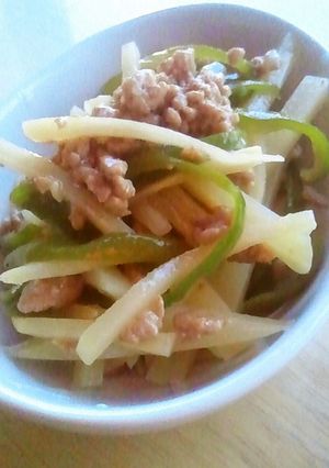 ひき肉deチンジャオロース風炒め物-レシピのメイン写真