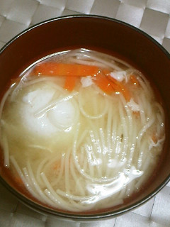 落とし卵とそうめんの味噌汁-レシピのメイン写真