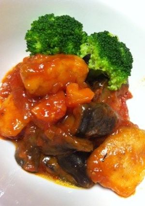 ナスと鶏胸のトマト煮込み♡パスタにも-レシピのメイン写真