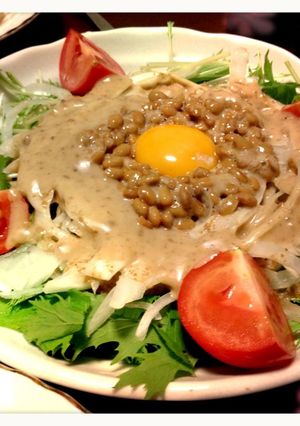 ☆水菜がおいしい☆ 納豆お月見サラダ♪-レシピのメイン写真