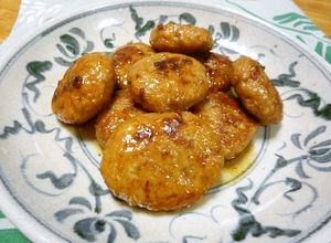 鶏ひき肉でつくね風照り焼きハンバーグ-レシピのメイン写真