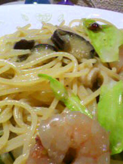 エビとキャベツのパスタ~なすを添えて-レシピのメイン写真