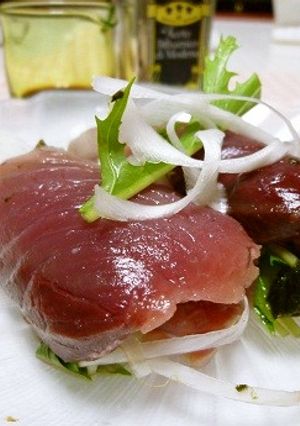 カツオの葉唐辛子巻(おつまみアミューズ)-レシピのメイン写真