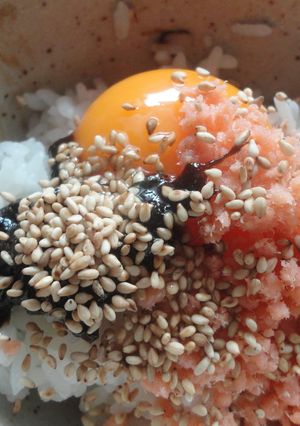 卵かけご飯☆鮭フレークと海苔の佃煮で！-レシピのメイン写真