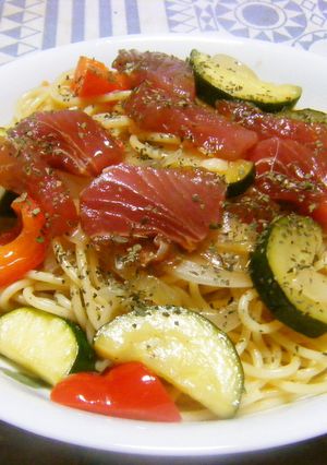 マグロと彩り野菜のレモン風味パスタ-レシピのメイン写真