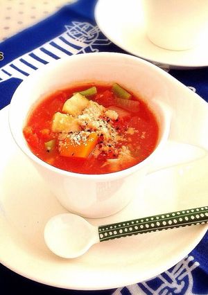 鮭缶で！美肌ミネストローネ-レシピのメイン写真