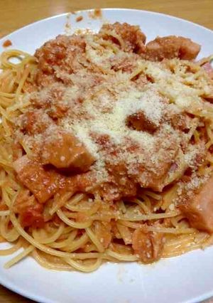 極旨!ツナとベーコントマトクリームパスタ-レシピのメイン写真