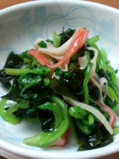 つまみ菜とわかめカニカマのポン酢あえ-レシピのメイン写真