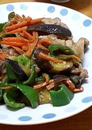 なす・ピーマン・豚肉・ニンジンの味噌炒め-レシピのメイン写真