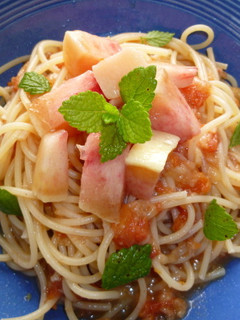 桃の冷たいパスタ-レシピのメイン写真