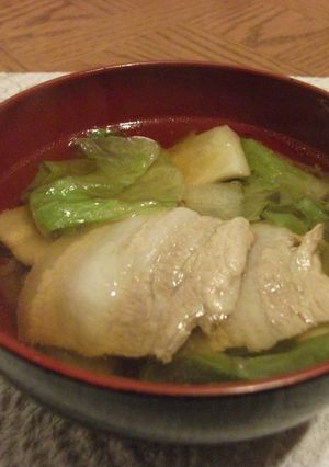 シャキシャキレタスと豚肉のお吸い物-レシピのメイン写真