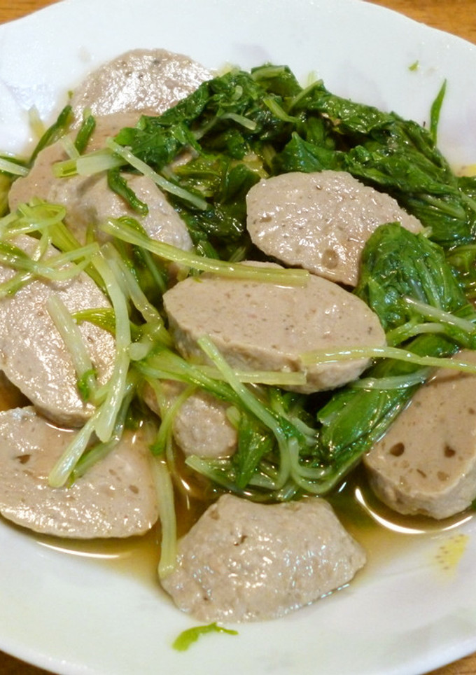 簡単つみれとみず菜の煮物-レシピのメイン写真