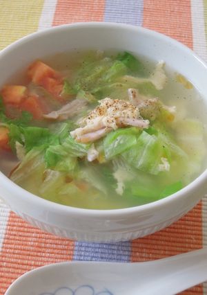 簡単★レタスとハム玉トマトの中華風スープ-レシピのメイン写真