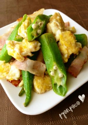 簡単☆オクラ＆ベーコン＆卵のバター炒め-レシピのメイン写真