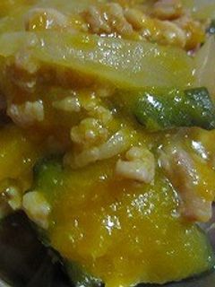 鶏白だしで作るかぼちゃのそぼろ煮-レシピのメイン写真