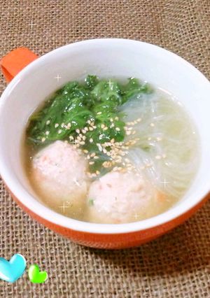 肉団子と春菊のはるさめスープ-レシピのメイン写真