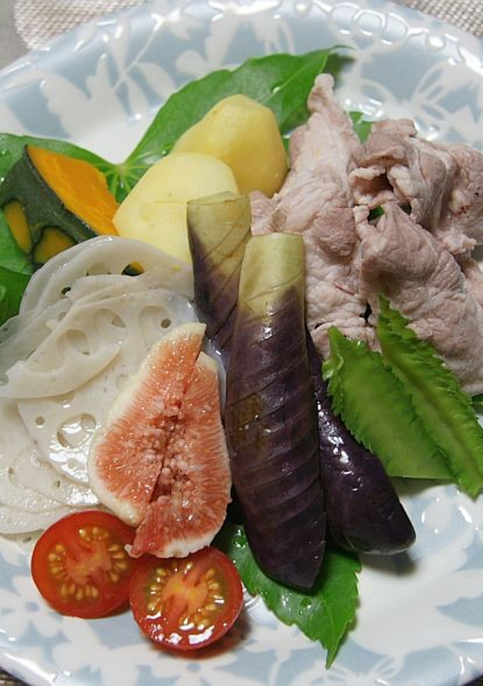 蒸し野菜と豚しゃぶ　料亭風盛り付け-レシピのメイン写真