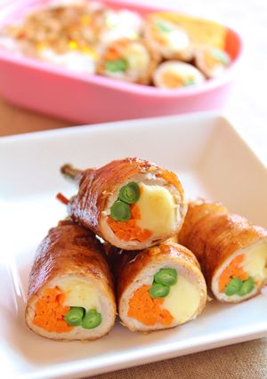 カラフル野菜とチーズの豚ソース巻き-レシピのメイン写真