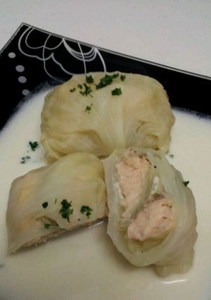 秋鮭のロールキャベツ~クリームソースかけ-レシピのメイン写真