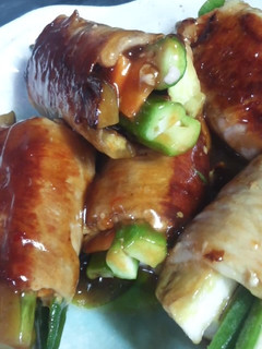茄子とオクラの豚肉巻(チリソース味)-レシピのメイン写真