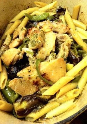 鶏肉茄子 塩麹バジルペースト焼き蒸し煮-レシピのメイン写真