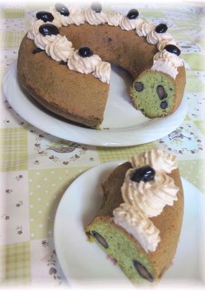 お節余りで☆黒豆抹茶ケーキきなこクリーム-レシピのメイン写真