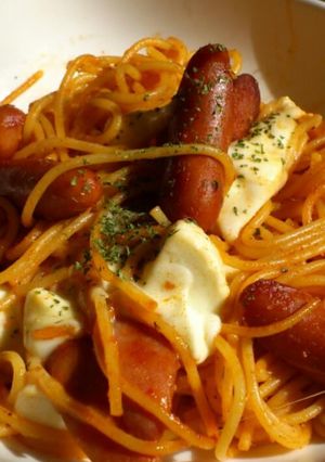 モッツァレラとウィンナーのスパゲティ-レシピのメイン写真