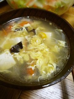 彩りコーンと帆立の中華風かきたまスープ-レシピのメイン写真