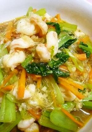 *海老と小松菜の春雨煮*-レシピのメイン写真