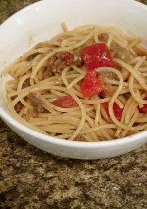 ナスとトマトとそぼろのパスタ-レシピのメイン写真