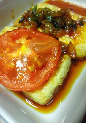 豆腐ステーキ、焼きトマトのせ-レシピのメイン写真
