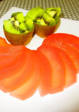 ピンクの煮りんご-レシピのメイン写真