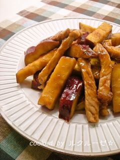 さつま芋と豚肉のりんごソース炒め-レシピのメイン写真