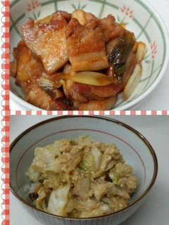 一度で2品出来ちゃう!豚煮とキャベツ丼-レシピのメイン写真
