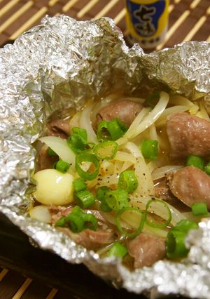 塩麹で～鶏ハツと玉ねぎのバターホイル焼き-レシピのメイン写真
