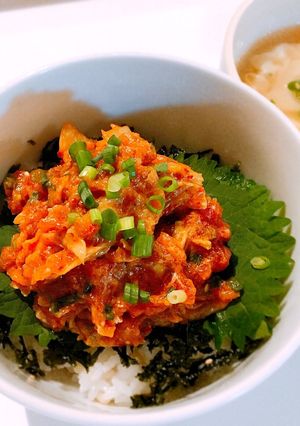まぐろとキムチでユッケ丼。-レシピのメイン写真