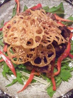 カリカリ蓮根と牛肉炒めのさっぱりダレ-レシピのメイン写真