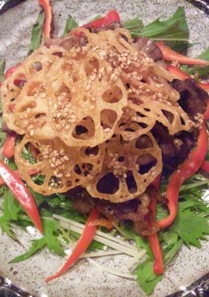 カリカリ蓮根と牛肉炒めのさっぱりダレ-レシピのメイン写真