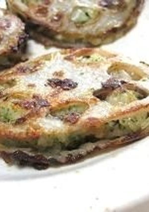 薄切りレンコンのエビはさみ焼き-レシピのメイン写真