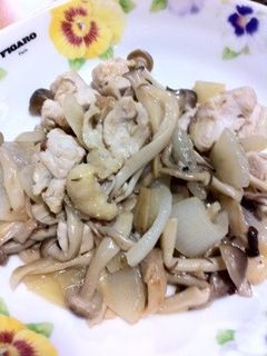 ヘルシー!鳥肉とキノコのバター炒め!-レシピのメイン写真
