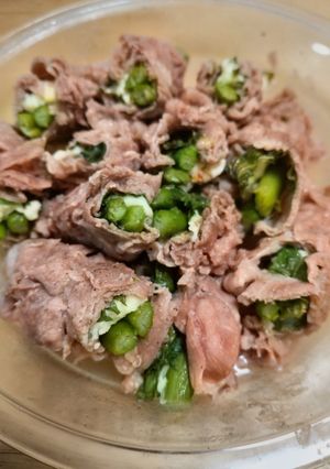 レンジで簡単♪豚こまアスパラチーズ大葉巻-レシピのメイン写真