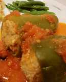 ピーマンの肉詰め　トマトソース煮込み