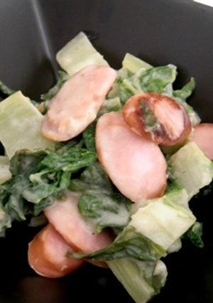 簡単♪白菜間引き菜のホワイトソース和え-レシピのメイン写真