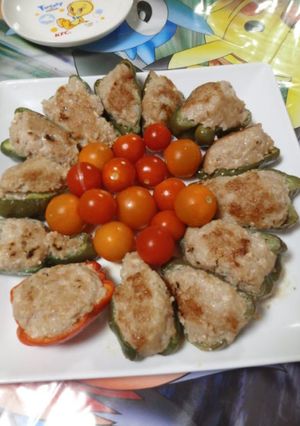 ピーマンの豆腐入り肉詰め♪-レシピのメイン写真