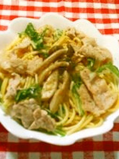 ★豚肉と水菜としめじのバター醤油パスタ★-レシピのメイン写真